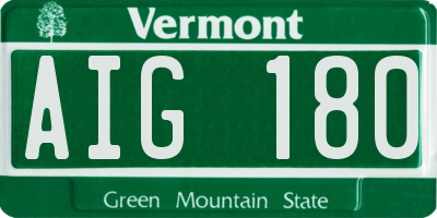 VT license plate AIG180