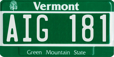 VT license plate AIG181