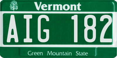 VT license plate AIG182