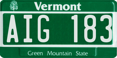 VT license plate AIG183