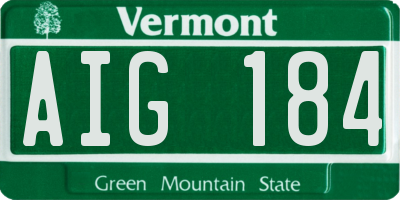 VT license plate AIG184