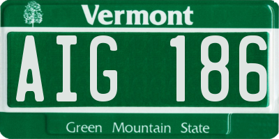 VT license plate AIG186