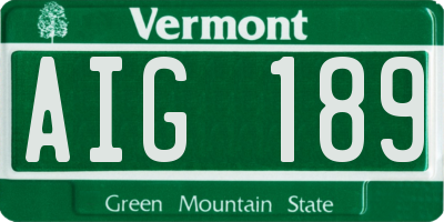 VT license plate AIG189