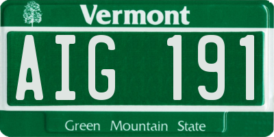 VT license plate AIG191