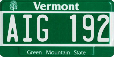 VT license plate AIG192
