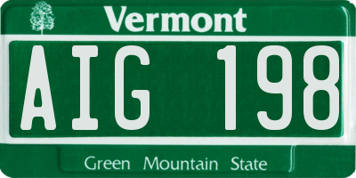 VT license plate AIG198