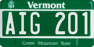 VT license plate AIG201