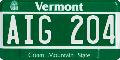 VT license plate AIG204
