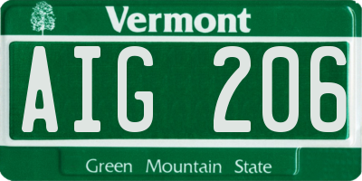 VT license plate AIG206