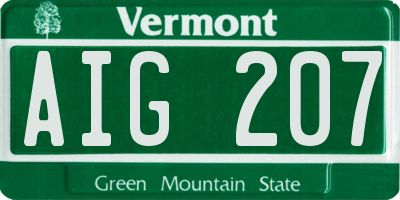 VT license plate AIG207