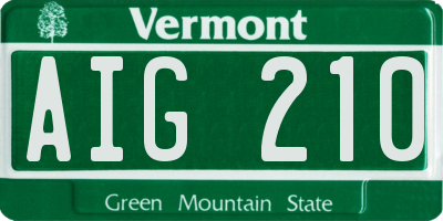 VT license plate AIG210