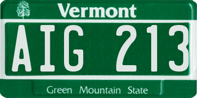 VT license plate AIG213
