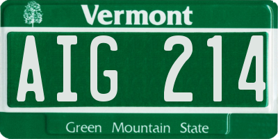 VT license plate AIG214