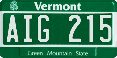 VT license plate AIG215