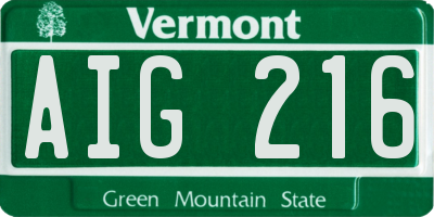 VT license plate AIG216