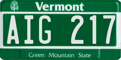 VT license plate AIG217