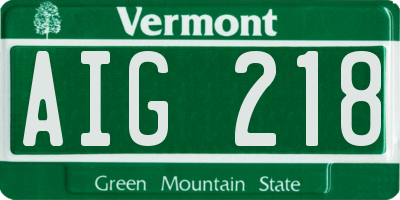 VT license plate AIG218