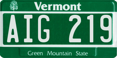 VT license plate AIG219