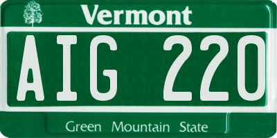 VT license plate AIG220
