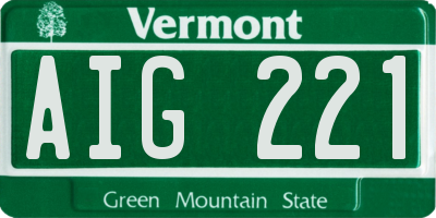 VT license plate AIG221