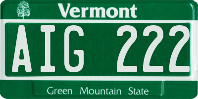 VT license plate AIG222