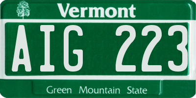 VT license plate AIG223
