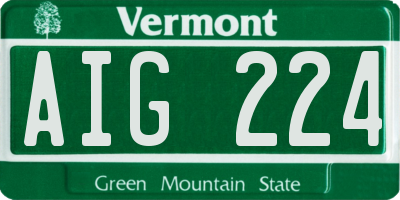 VT license plate AIG224