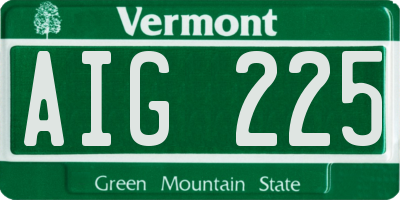 VT license plate AIG225