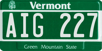 VT license plate AIG227
