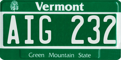 VT license plate AIG232
