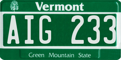 VT license plate AIG233