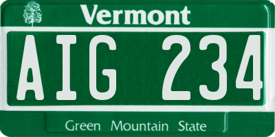 VT license plate AIG234