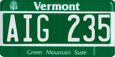 VT license plate AIG235