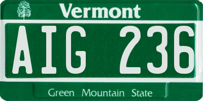 VT license plate AIG236