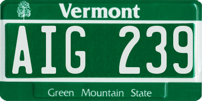 VT license plate AIG239