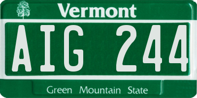VT license plate AIG244