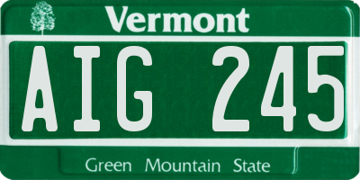 VT license plate AIG245