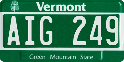 VT license plate AIG249