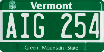 VT license plate AIG254