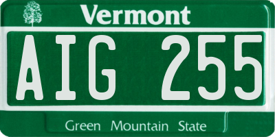 VT license plate AIG255