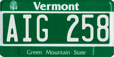 VT license plate AIG258