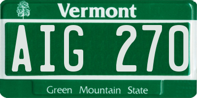 VT license plate AIG270