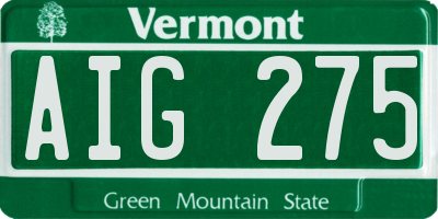 VT license plate AIG275