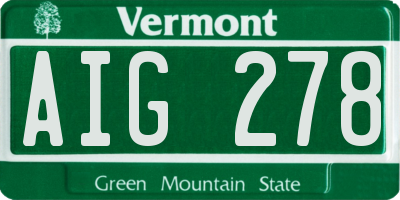 VT license plate AIG278