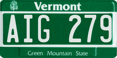 VT license plate AIG279