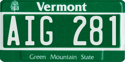 VT license plate AIG281