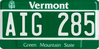 VT license plate AIG285