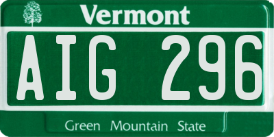 VT license plate AIG296