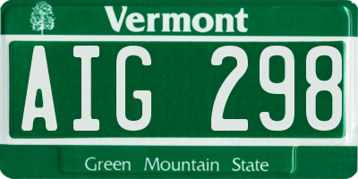 VT license plate AIG298