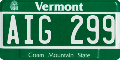 VT license plate AIG299